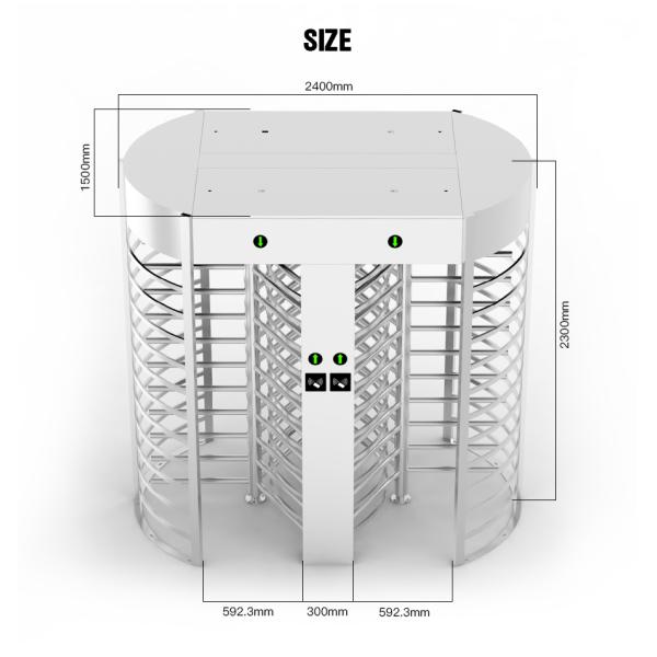 Automatic Systems SS316 Full Body Turnstile Single Access 600mm Fence Length