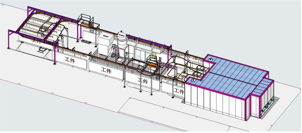 Powder Coating Line with Overhead Conveyor System Equipment for Profiles