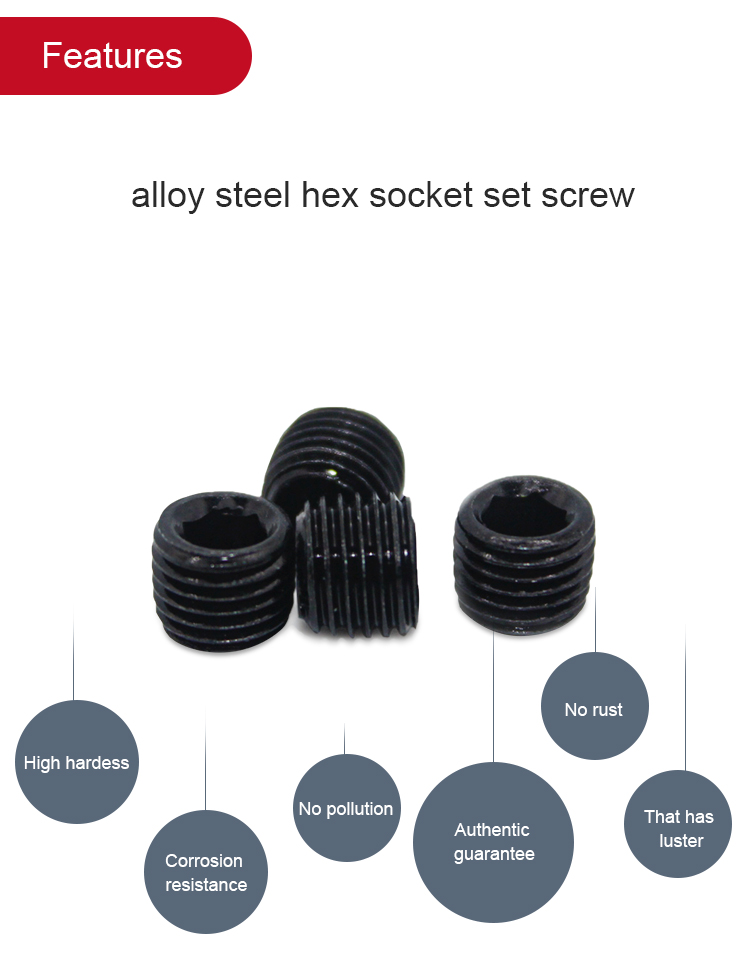 3mm-100mm Cup Point Alloy Steel HEX Socket Set Black Oxide Polish Zinc Plated Screws