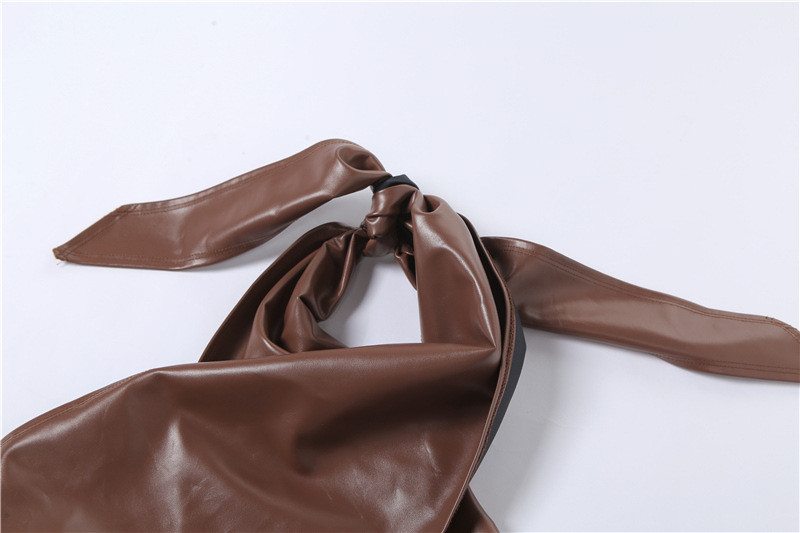 Brown Two Piece Casual Set Sexy Halter Vest Slim Straight Trousers Suit
