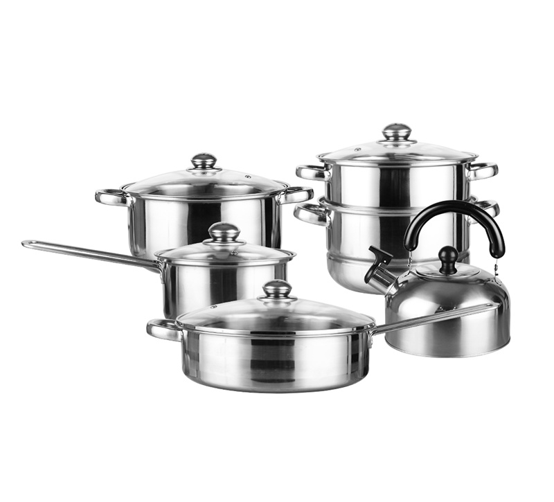 Different lid kitchen food cooking pot combination cookware set with kettle