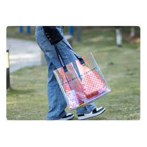 hologram holographic shiny fashion sustainable Waterproof Beach Bags Women Clear