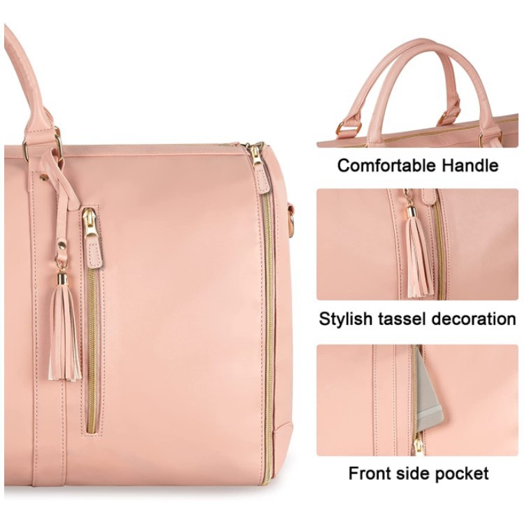 Foldable Women's Travel Carry On Clothing Bag Large PU Leather Duffel Bag OEM ODM