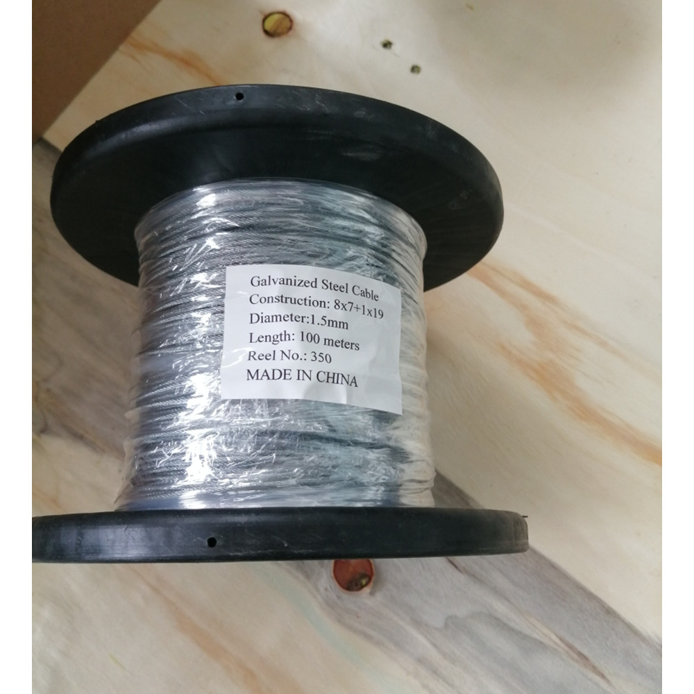 High Fatigue Galvanized Steel Wire Rope For Auto Window Regulator 8X7+1X19 1.5mm 1.8mm