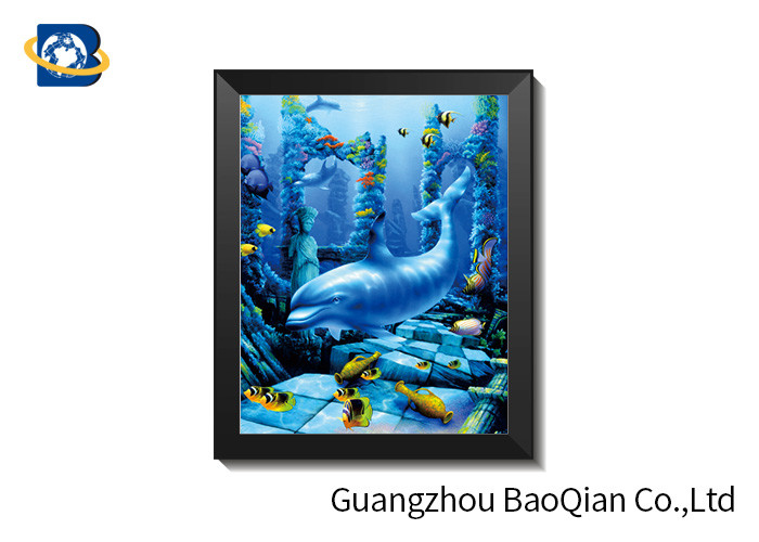 High Definition 3D 5D Lenticular Dolphin Pictures With Black PS Frame