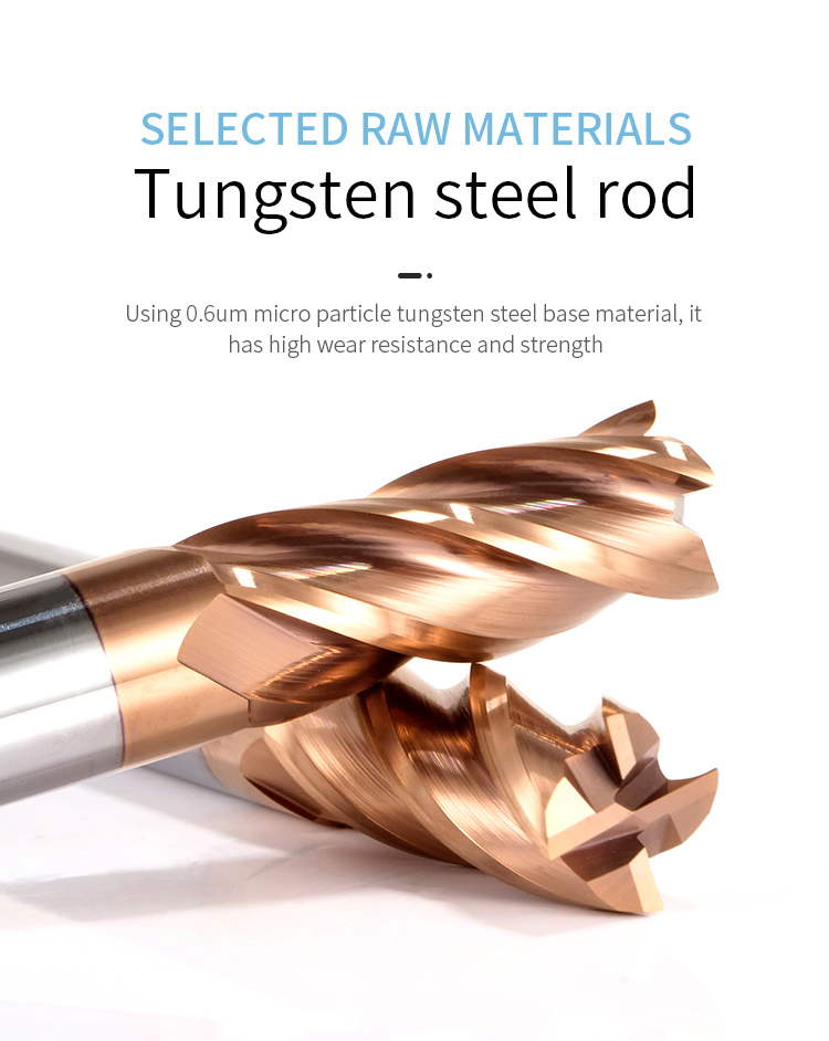 Factory Sales HRC55/60/65 Tungsten Carbide End Mill Cutter 4-Flute CNC Metal Milling TiSiN Coating ODM OEM for Metal Processing