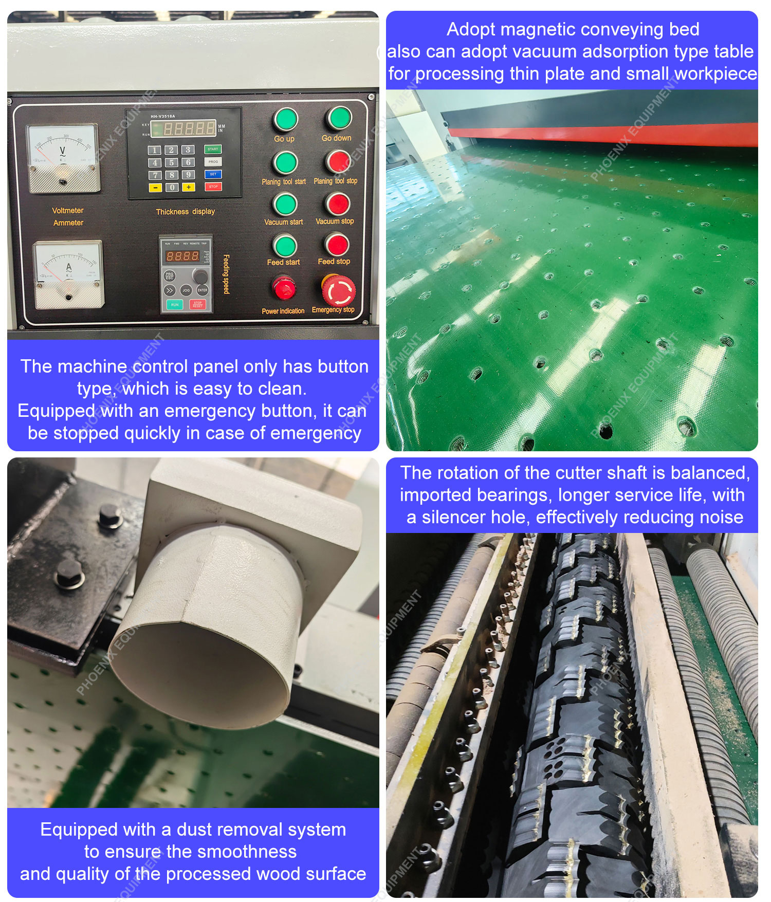 120mm Planer Shaft Heavy Duty Automatic Feeding 1300mm Wall Panel Thicknesser MB1300S