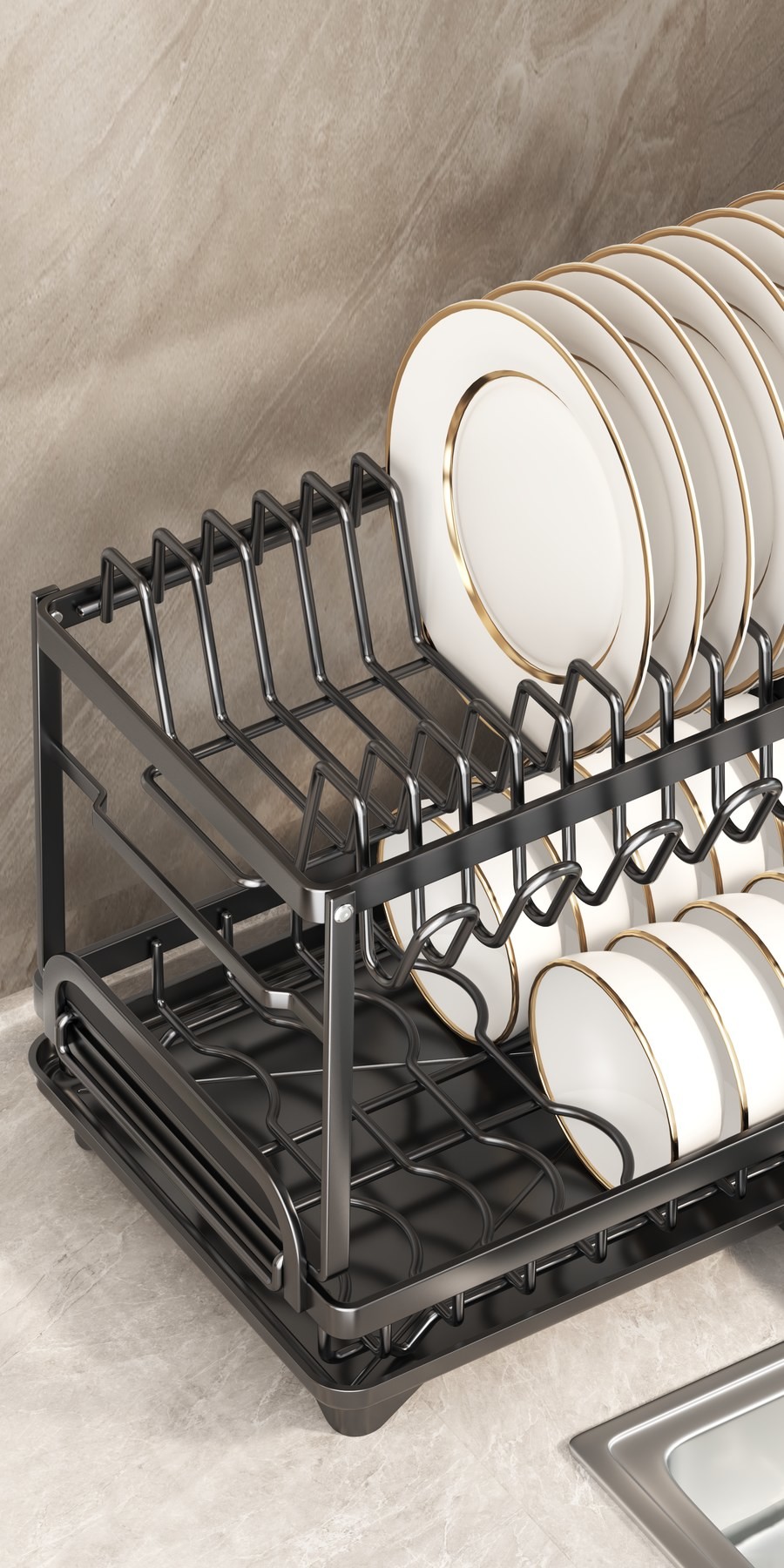 Iron Dish Rack for Kitchen Room Space Kitchen Classification Folding Rack