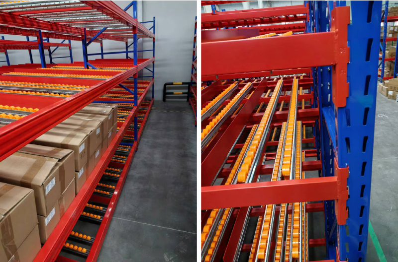 Warehouse Flow Rack for Carton Storage Box Flow Gravity Storage Roller Racking Carton Flow Racking