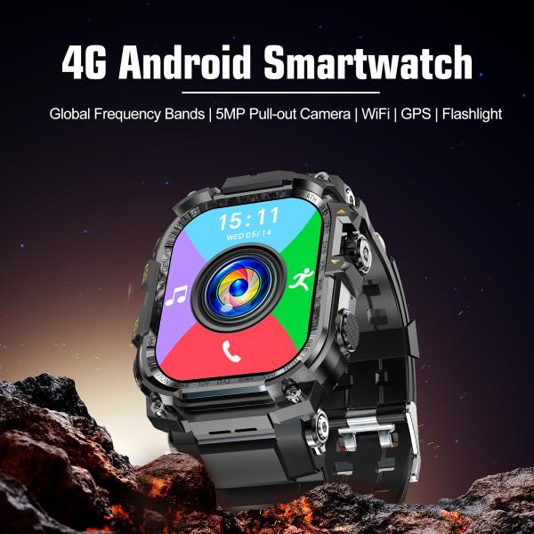 Global Q888 AMOLED Smart Watch Android 8.1 OS 4G SIM Card WiFi GPS Rotating Camera 3+32GB
