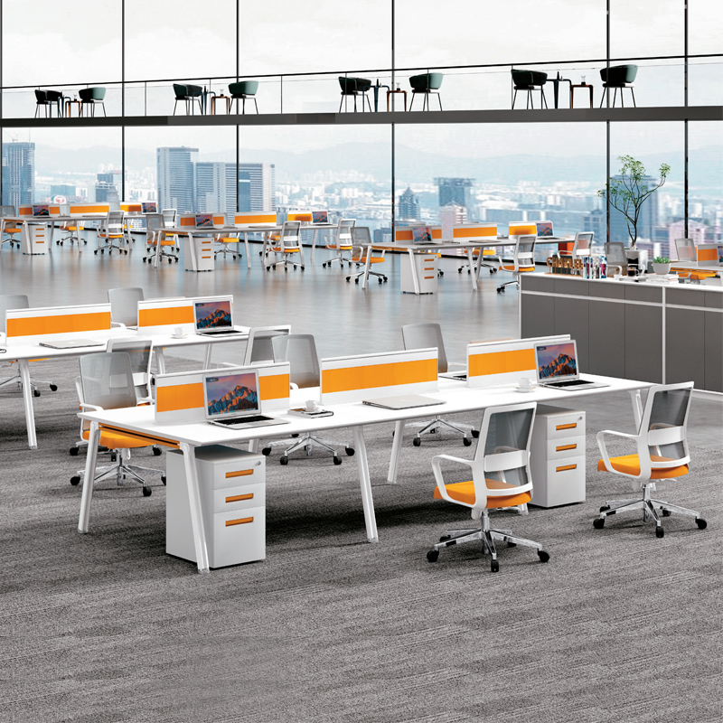 Wooden Workstations Computer Desk 4 Seated Staff Desk Office Cubicles Zoned Workstations