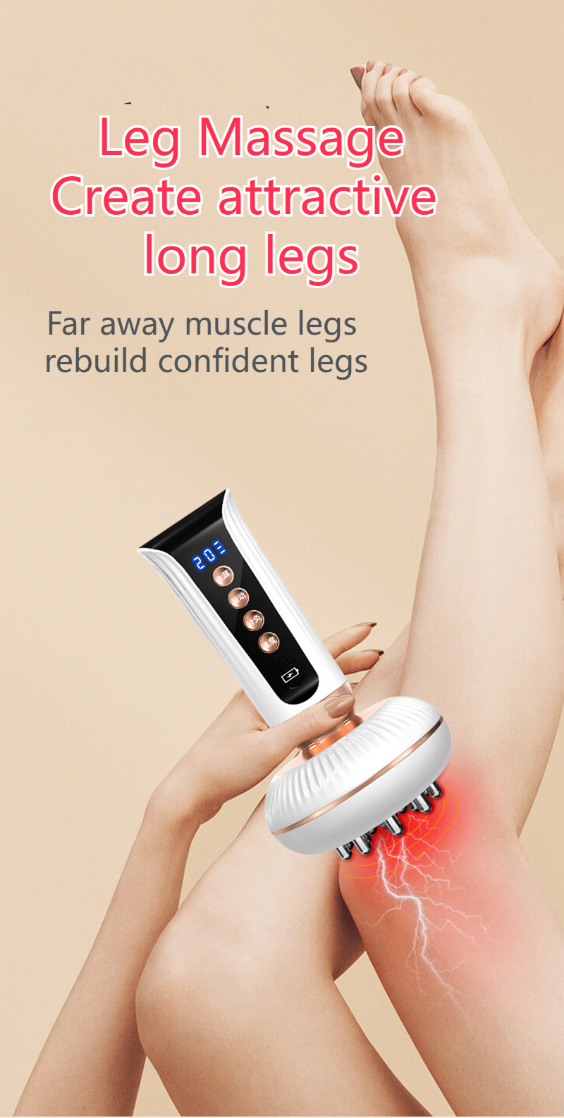 20 Gear EMS Microcurrent Electric Meridian Brush Infrared Heating Vibration Therapy Massage Device