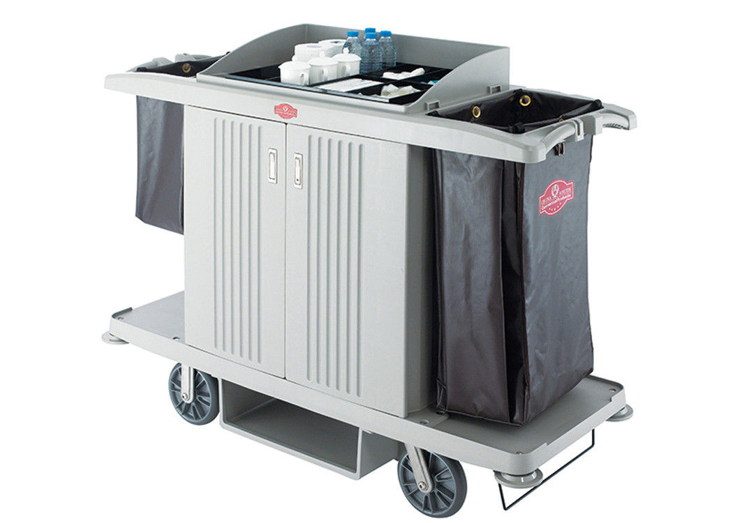 Black / Grey Room Service Equipments / Hotel Room Supplies 2 Shelves Transport Cart