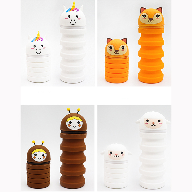 Silicone Animal Design Capacity Washable Pencil Case Stationery Set for Kids in Style
