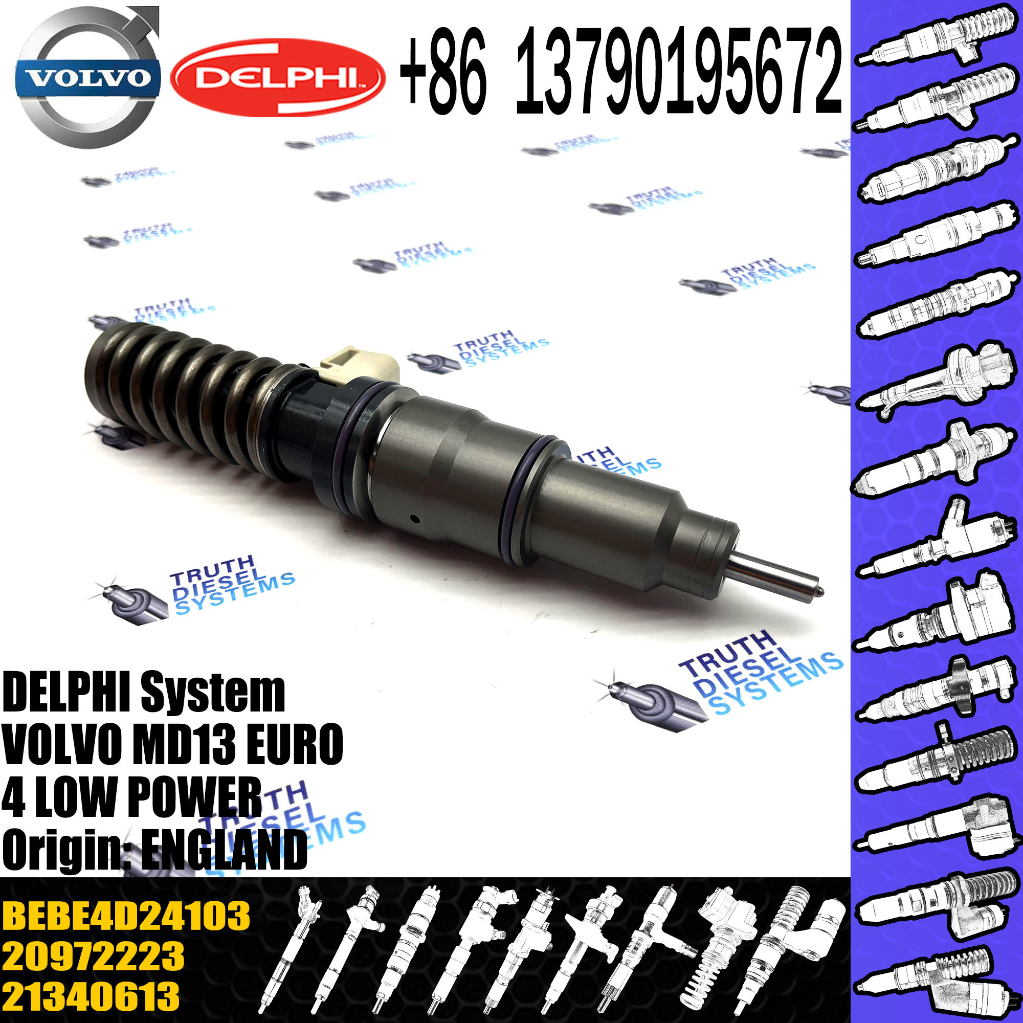 Diesel Fuel Injector 20972223 BEBE4D16003 BEBE4D08003 BEBE4D24003 BEBE4D24103 E3.18 for VOL MD13 EURO 4 LOW POWER