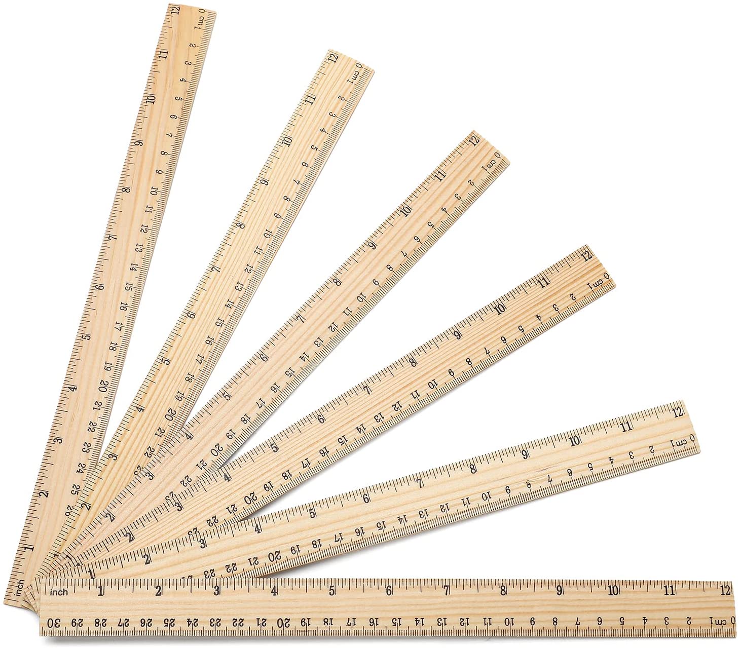 High Quality 30cm Wooden Rulers Double Sided 2 Scale School Ruler Measuring For Home Student Office Use