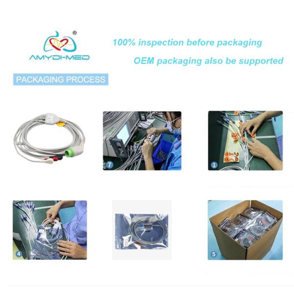 Electrode Clip 3 Lead Ecg Cable Round 12P TPU Jacket Customizable