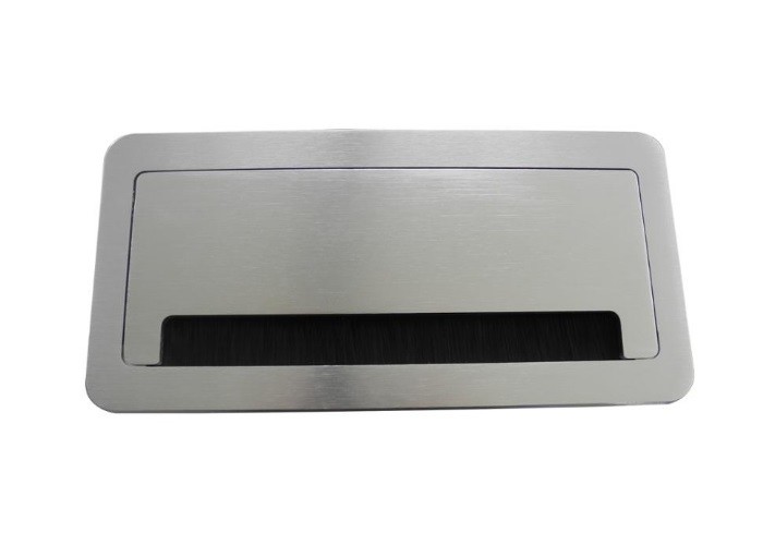 Silver Brush Table Socket Box 5mm Alloy Plate 2 Universal Power Plug