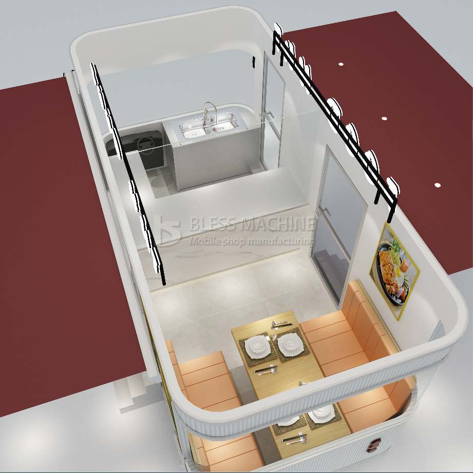 85kms per hr Machinery Function Leisure Fast Food Equipment Mobile Catering Van Trailer