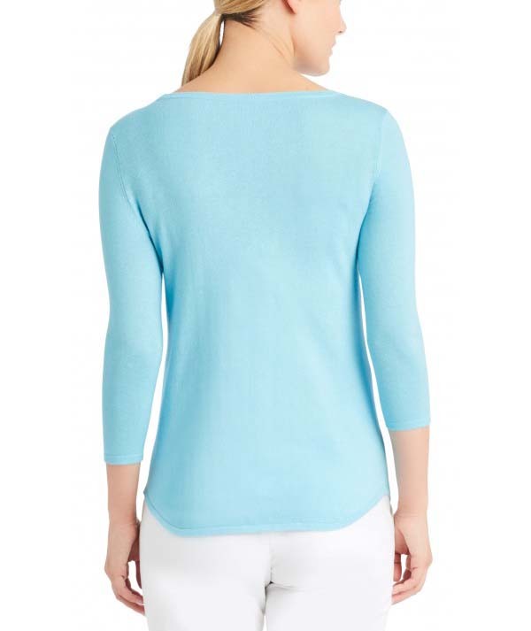 WOMEN'S 60% cotton/20% viscose/15% nylon/5% cashmere LONG SLEEVE BOAT NECK PULLOVER KNITTED SWEATER