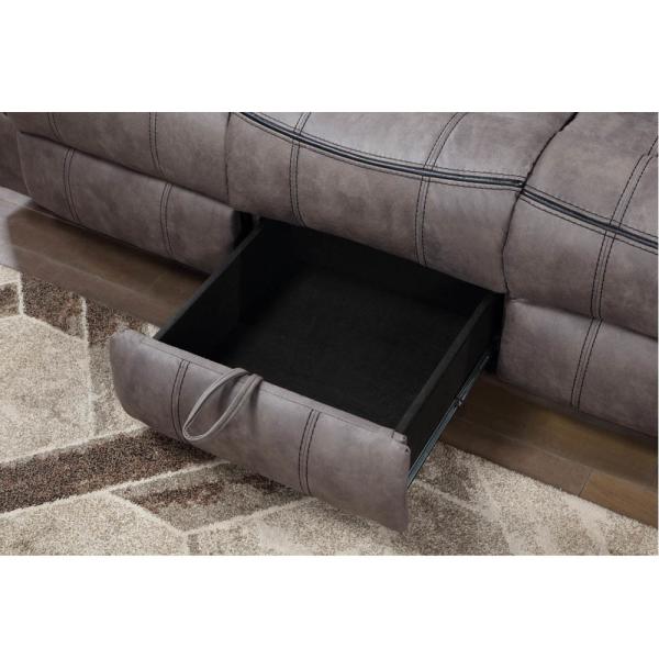 Recliner Sofa set with Dropdown Table and Drawer and Storage Box, Light Gray Fabric-like vinyl