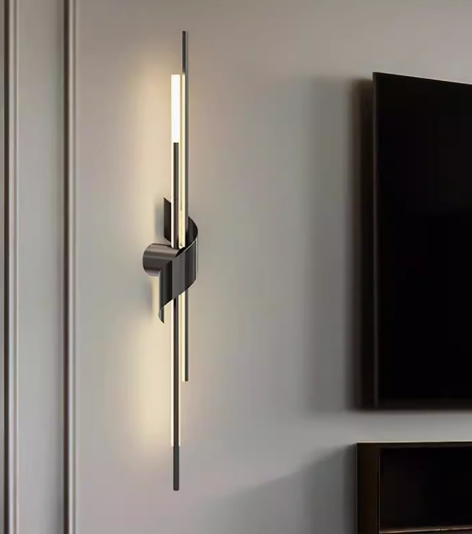 Nordic minimalist light luxury long strip wall lamp simple modern living room TV background wall bedroom bedside mirror grille lamp