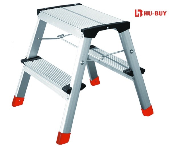 EN131 2x2 Steps Aluminum Folding Step Stool With Non Marring Feet