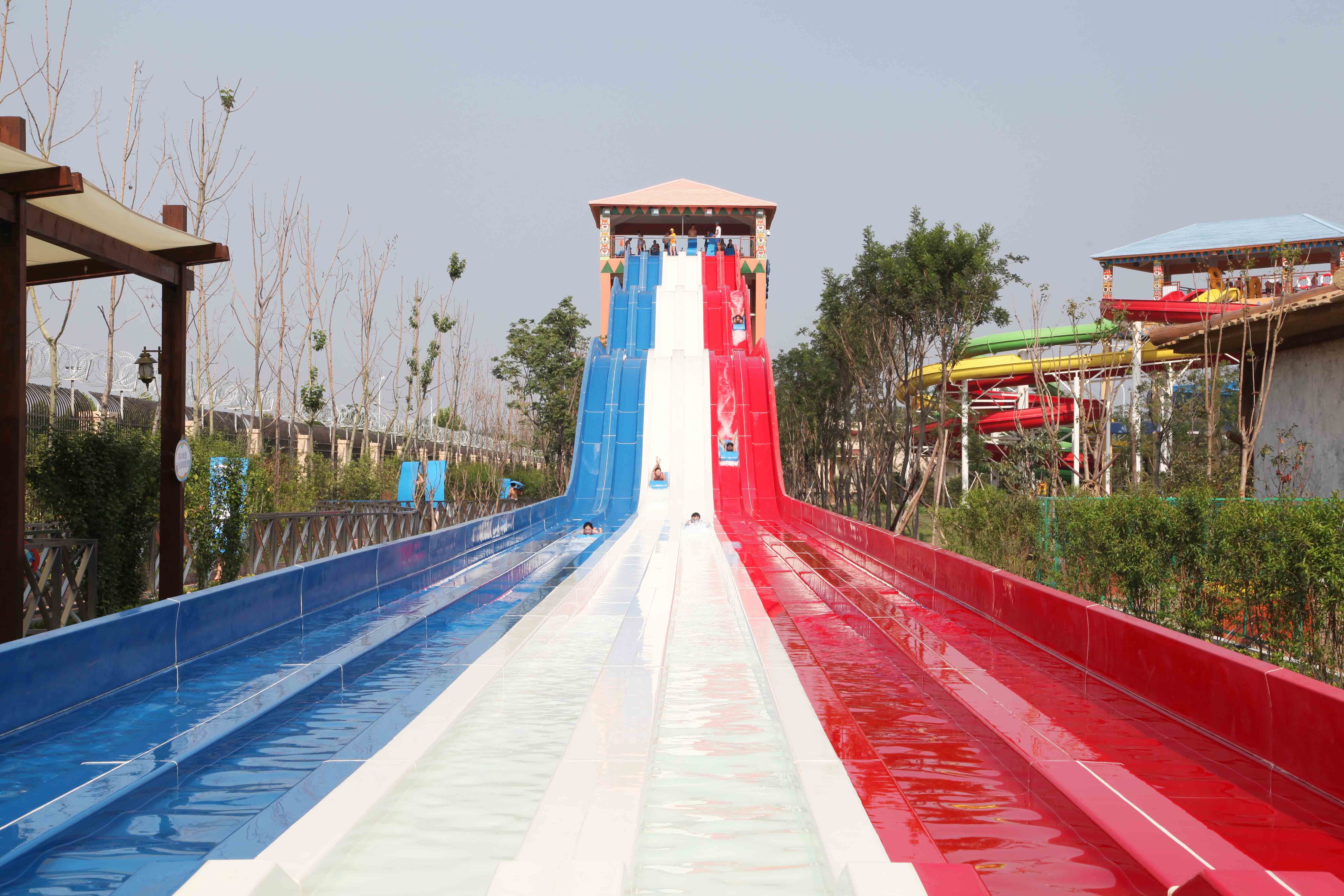 Multi Lanes Rainbow FRP Custom Water Slides Amusement Park Big Fiberglass Water Slide