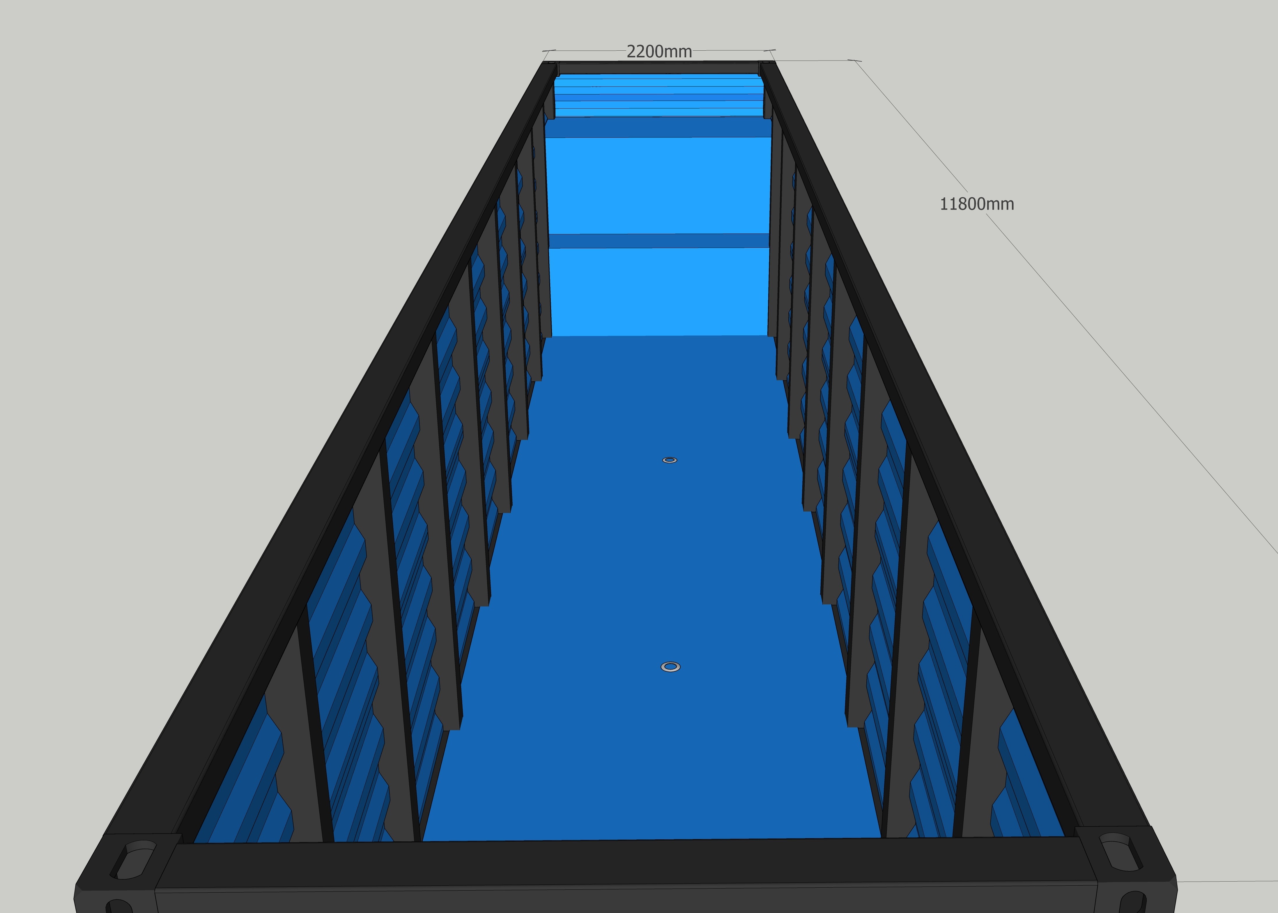 40HC Steel Swimming Pool Shipping Container With Escalator