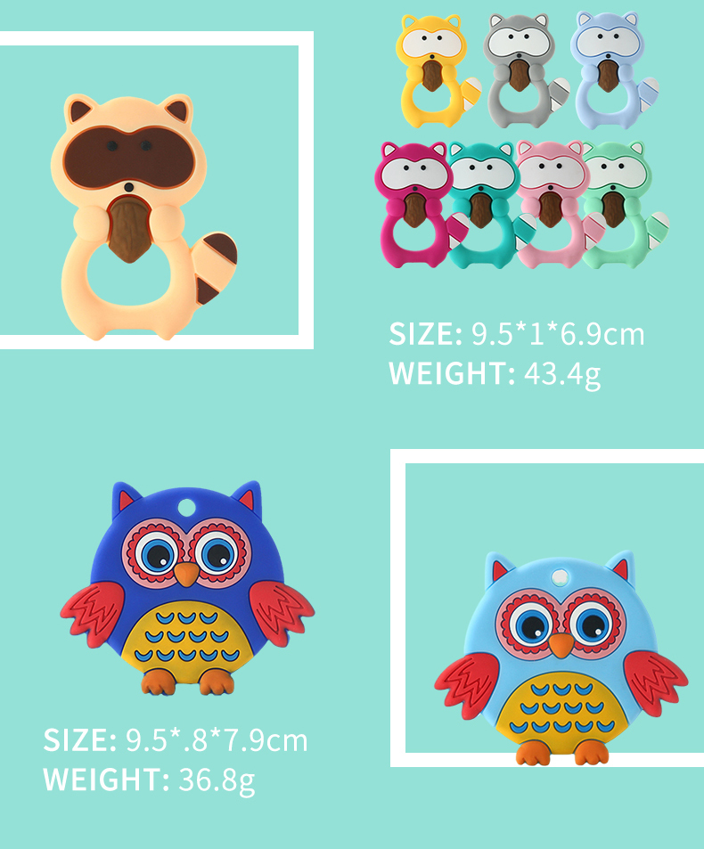 Animal Cat Kitten Silicone Baby Teether BPA Free For Toddler Teething