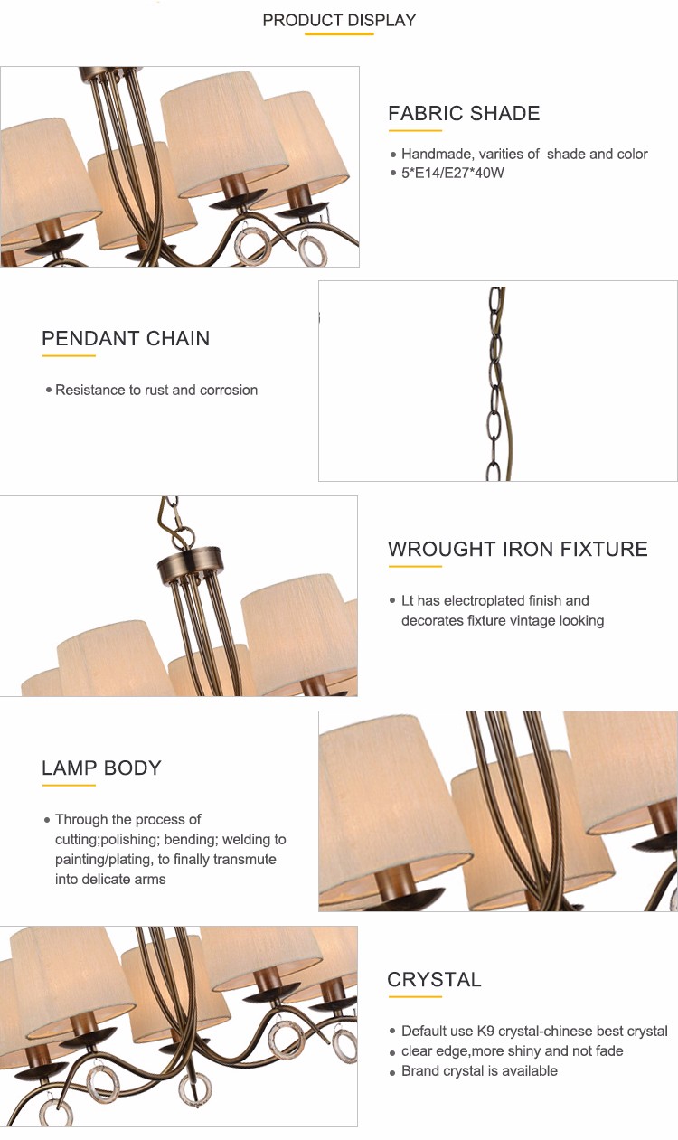 Modern metal chandeliers uk style with lampshahde Kitchen Dining room lighting (WH-MI-23)