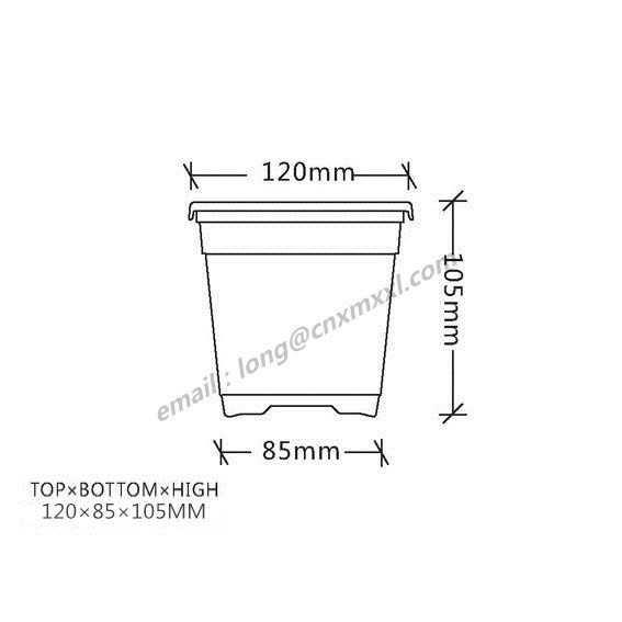 Durable Large 165mm Diameter Hard PVC Plastic Flower Pots 17cm Height