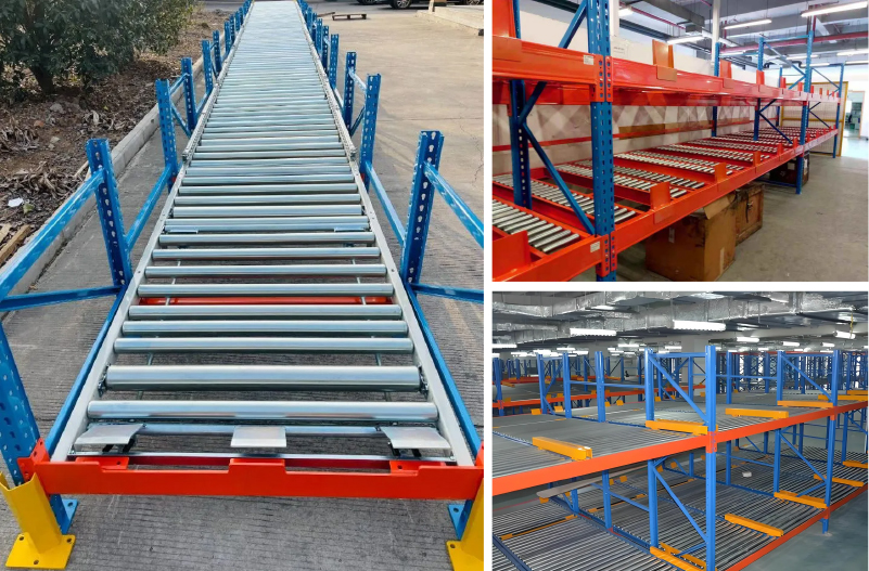 Warehouse Storage Gravity Pallet Racking System Carton Flow Roller Roller Rack  Live Pallet Rack