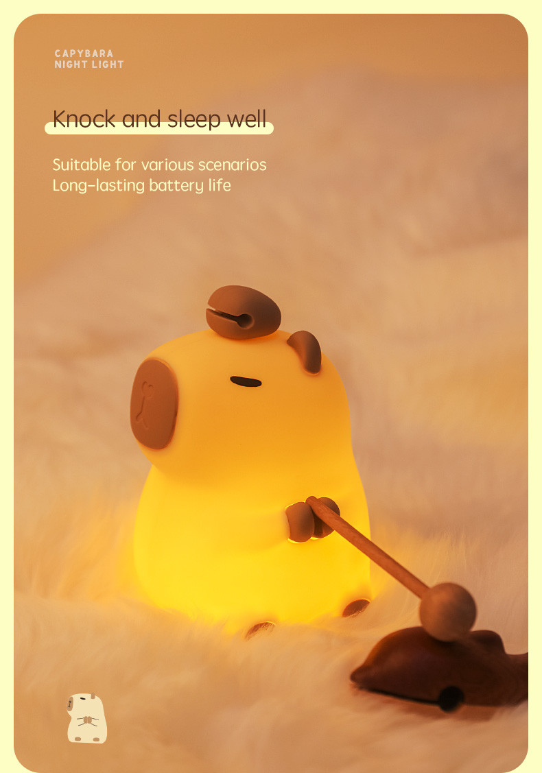 Cute Silicone Capybara Night Light Children's Nightlight Gift Usb Rechargeable Animal Silicone Night Lamp