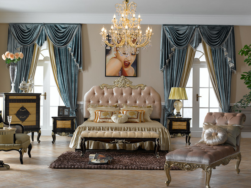 OEM ODM ISO14001 Luxury Style Classic Wooden Bedroom Set 4 Piece Customized