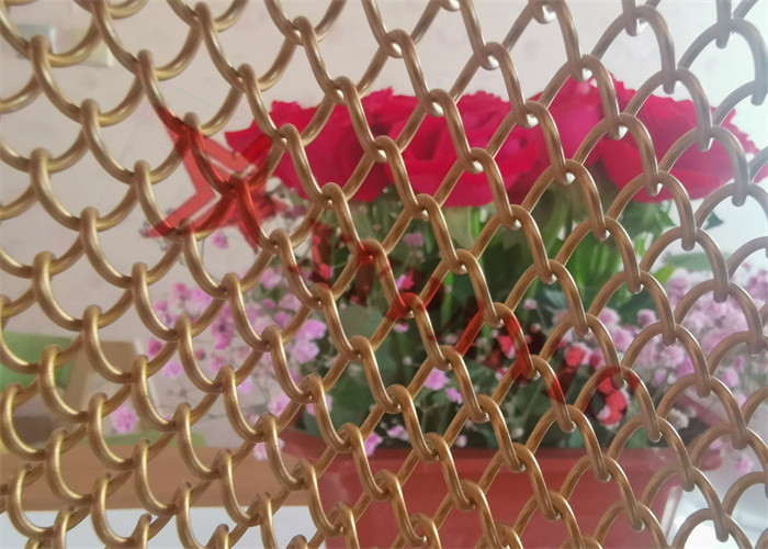 Aluminum Chain Link Metal Mesh Curtain Copper Color For Decorative Room Divider