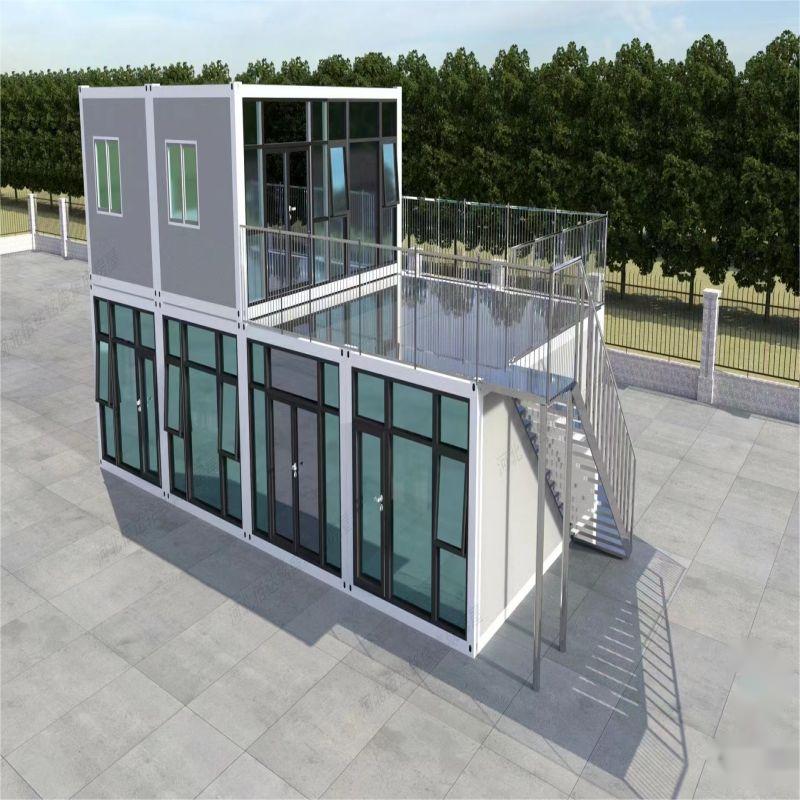 Portable 2 Story Modern House Bed 2 Room 20ft Prefab Container Houses for Office Building