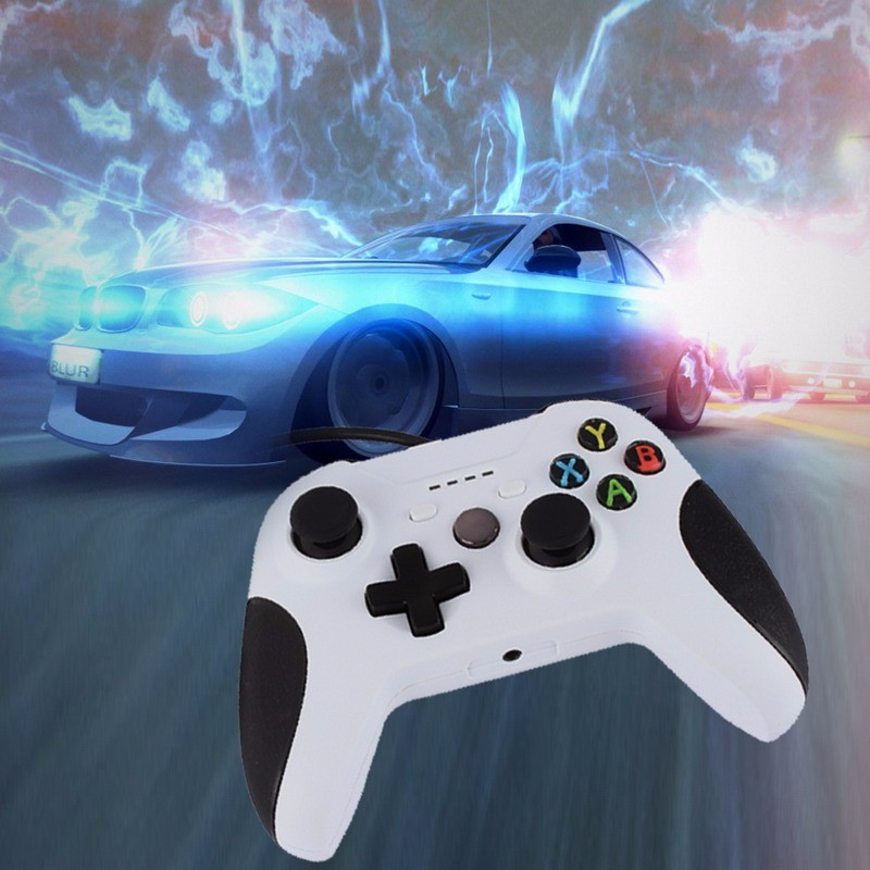 Dual Vibration 1.8m Wired Controller Gamepad with 4 LED Indicators 3.5mm Audio Jack for XBox One Slim and Windows PC