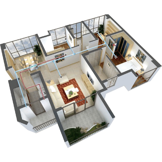 Slim Residential Energy Recovery Ventilation System Compact and for Modern Homes Residential ERV HRV
