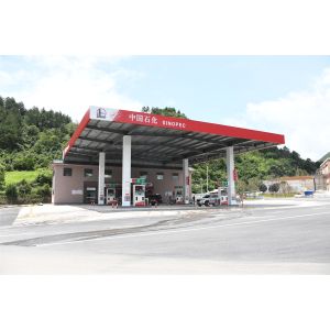 Quality S235JR Gasoline Gas Station Canopy Construction 300m Customized for sale