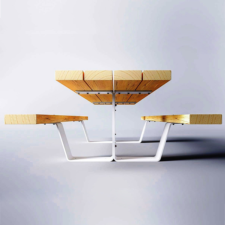 Custom Make Outdoor Contemporary Picnic Table Wooden Steel Rectangular Shape