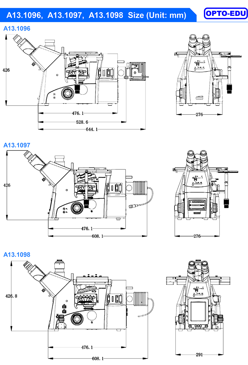 OPTO EDU A13.1098 Full Motorized Inverted Metallurgical Microscope Semi-APO