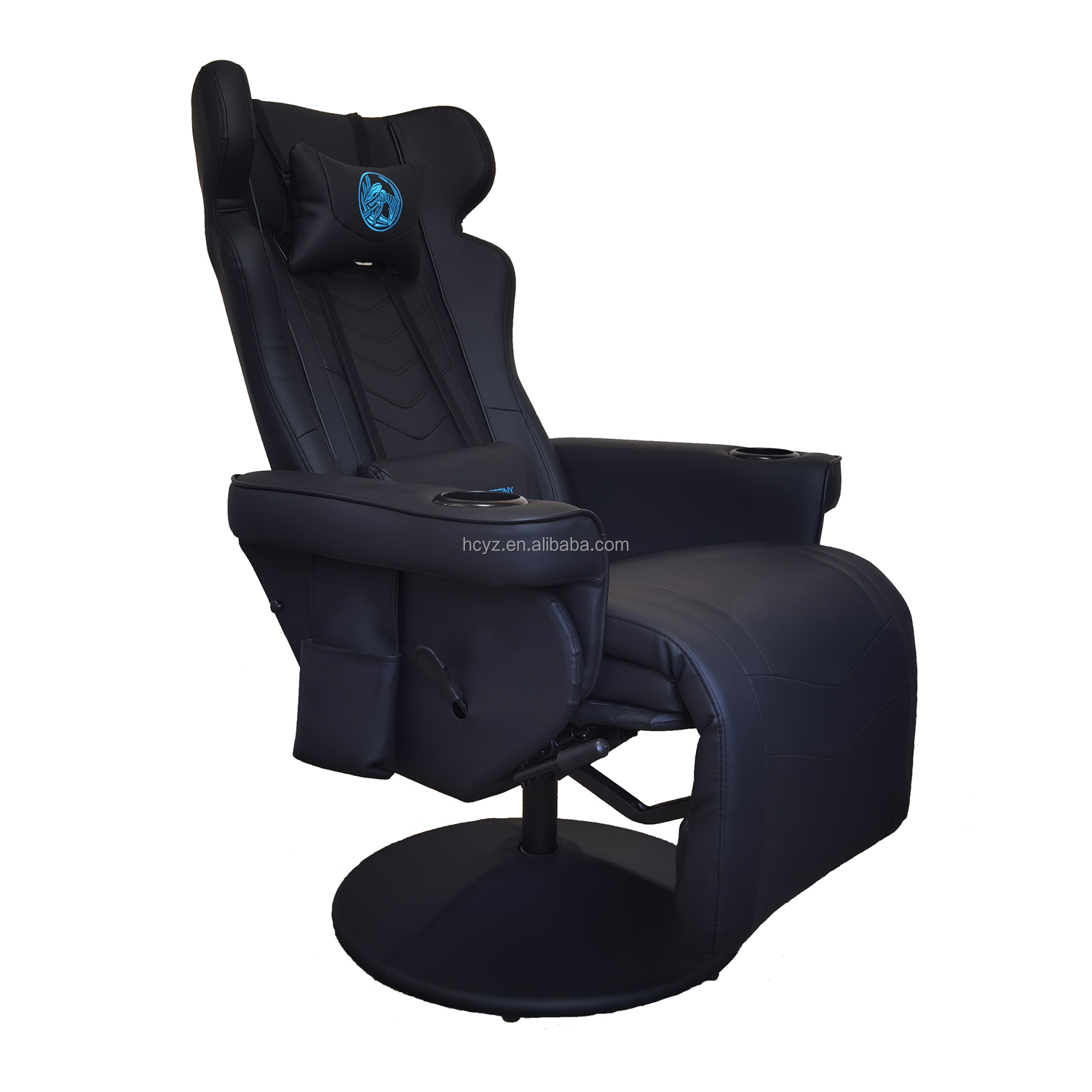 Black Racing Style PU Leather Office Gaming Sofa With Footrest 50*80*110cm for Gaming Room