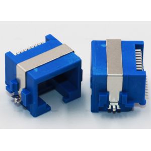 Blue Color RJ45 PCB Mount Socket Half Shielded 1.27mm Terminal Pitch For