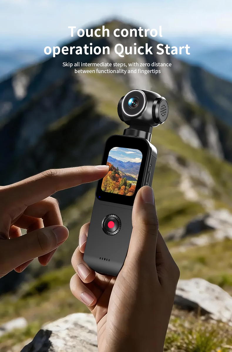 New 5k Touch Pocket Vlogging Camera with Gimbal Stabilization Lightweight 150° Wide Angle for Youth No More Blurry Videos