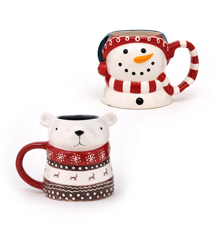 3d Mug Snowman Ceramic Porcelain Christmas Mugs Ceramic 3d Mug In Santa Design