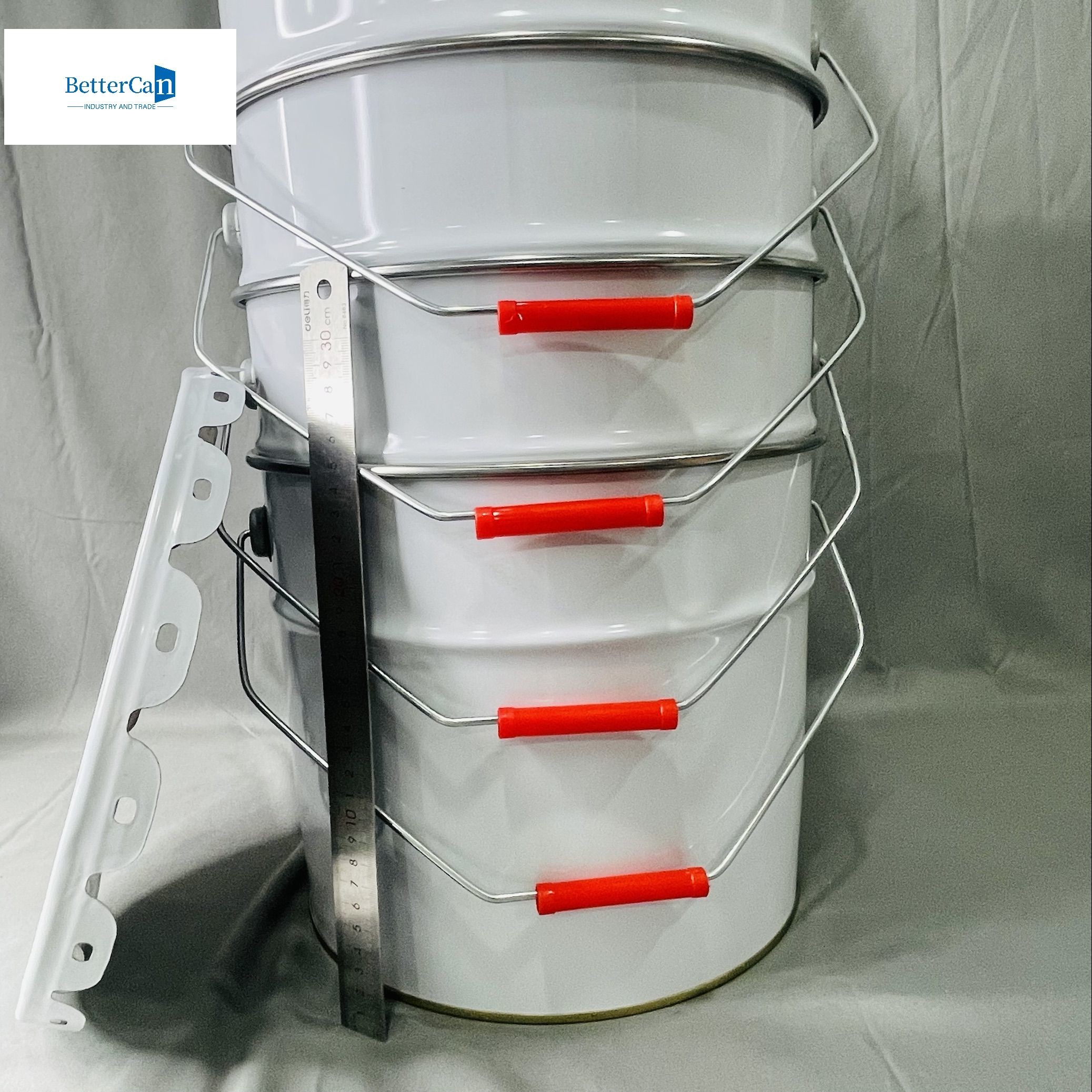 5 Gallon Tin Bucket With Lock Ring White Coated Printing CMYK 20 Liter OEM Package