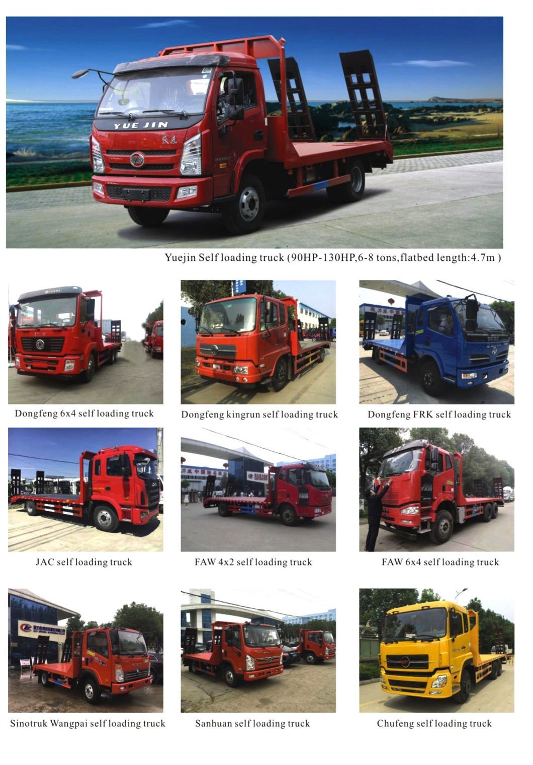 FAW Flatbed Heavy Duty Flatbed Low Bed Excavator Transport Truck