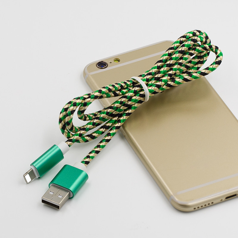 IPhone 8 / 8plus / X USB Data Cable With Camouflage Nylon Woven Braided