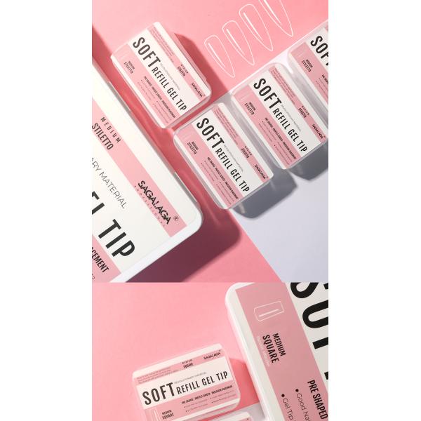 Clear Acrylic Soft Gel Nail Extension Tips Natural Replacement Refill Packs for Nails Professional Equipment